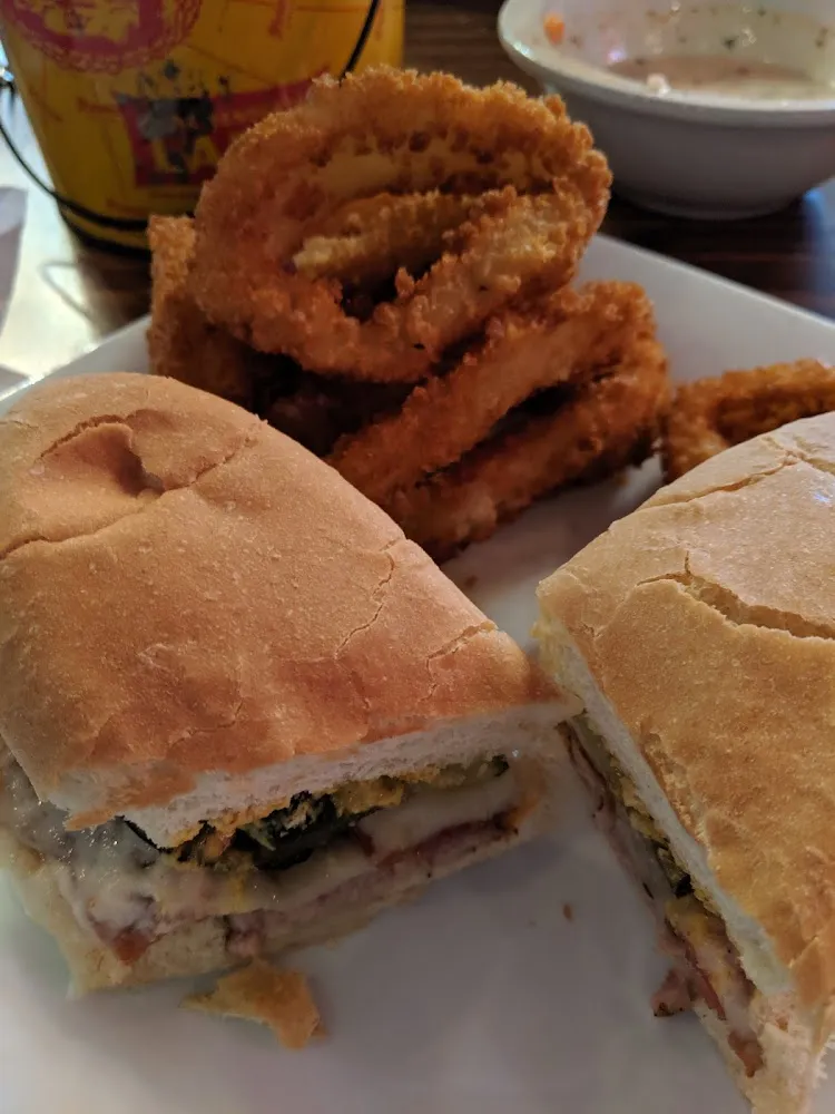 Cuban Sandwich and Onion Rings